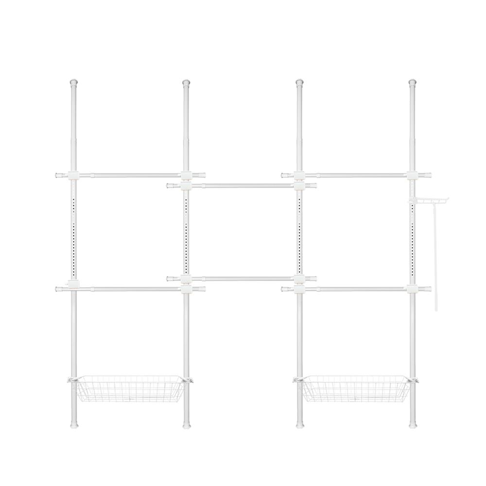 ราวแขวนผ้า 6 ราวแขวน 2 ตะกร้า TUGU R66PW 240x40x300 ซม. สีขาว_1