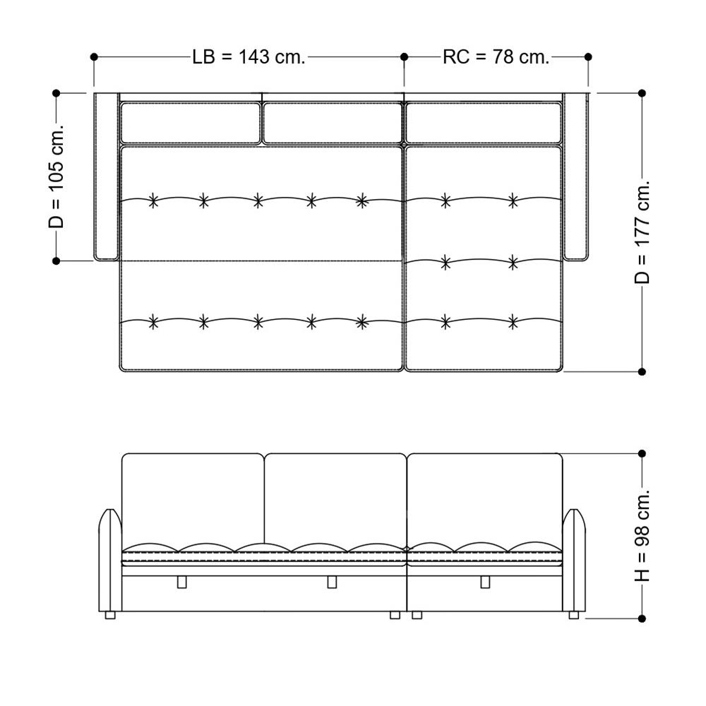 โซฟาเข้ามุมขวา FURDINI MARCEL PET FRIENDLY สีขาว