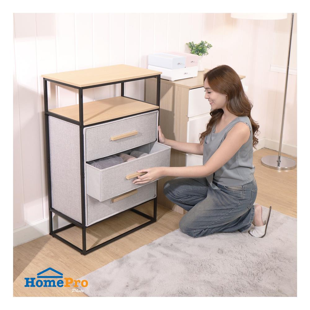ชั้นลิ้นชักผ้า 3 ชั้น STACKO DIMI 60X34X99.6 ซม. สีเทา