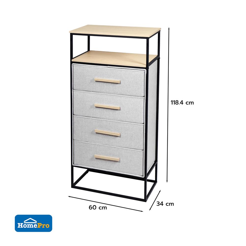 ชั้นลิ้นชักผ้า 4 ชั้น STACKO DIMI 60X34X118.4 ซม. สีเทา
