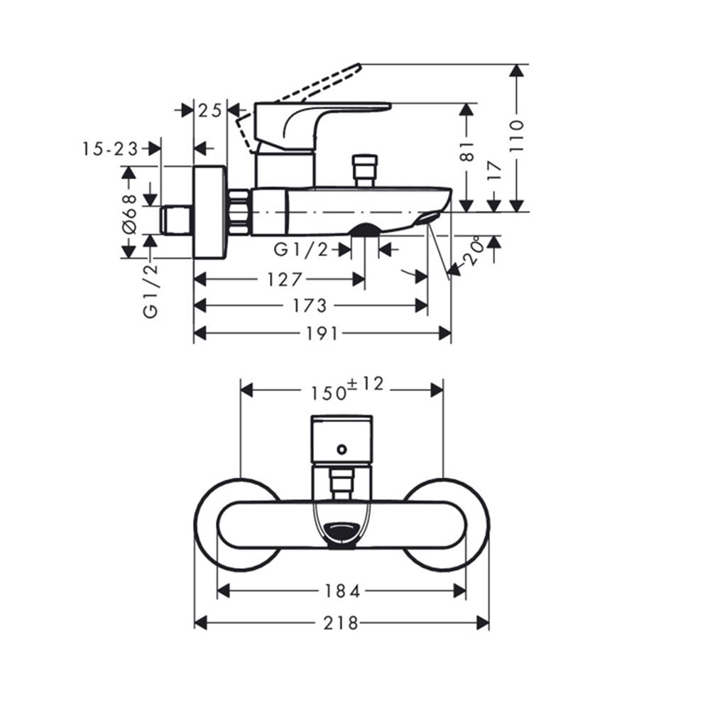 ก๊อกผสมอ่างอาบ HANSGROHE HG72440007
