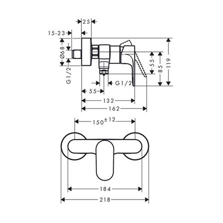 ก๊อกผสมยืนอาบ HANSGROHE HG72640007_1