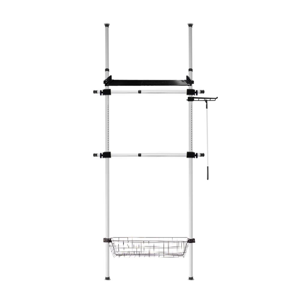 ราวแขวนผ้า TUGU R62W 85x42.5x300 ซม. สีขาวข้อต่อดำ_1