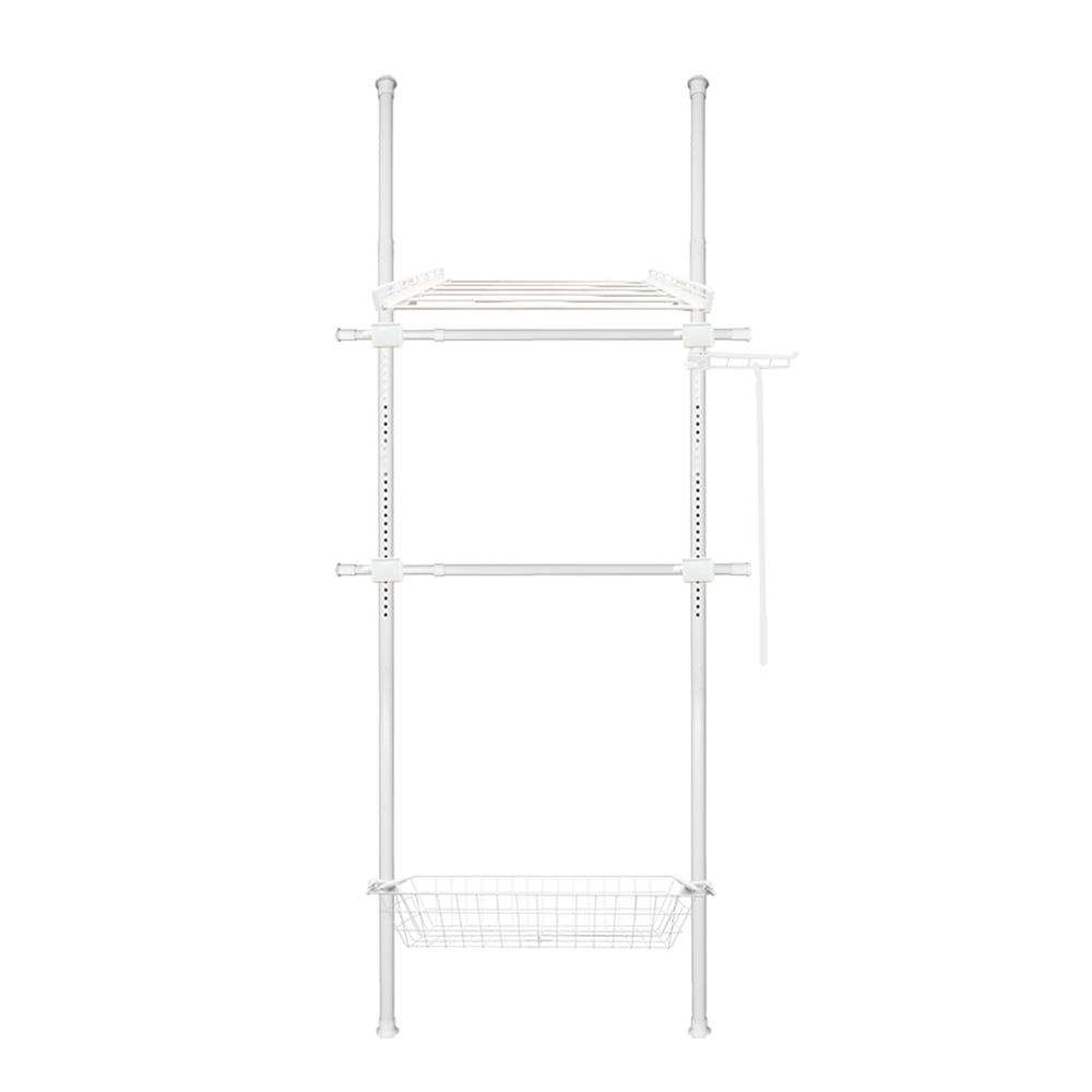 ราวแขวนผ้า 2 ราวแขวน 1 ชั้นวาง 1 ตะกร้า TUGU R62PW 85x42.5x300 ซม. สีขาว_1