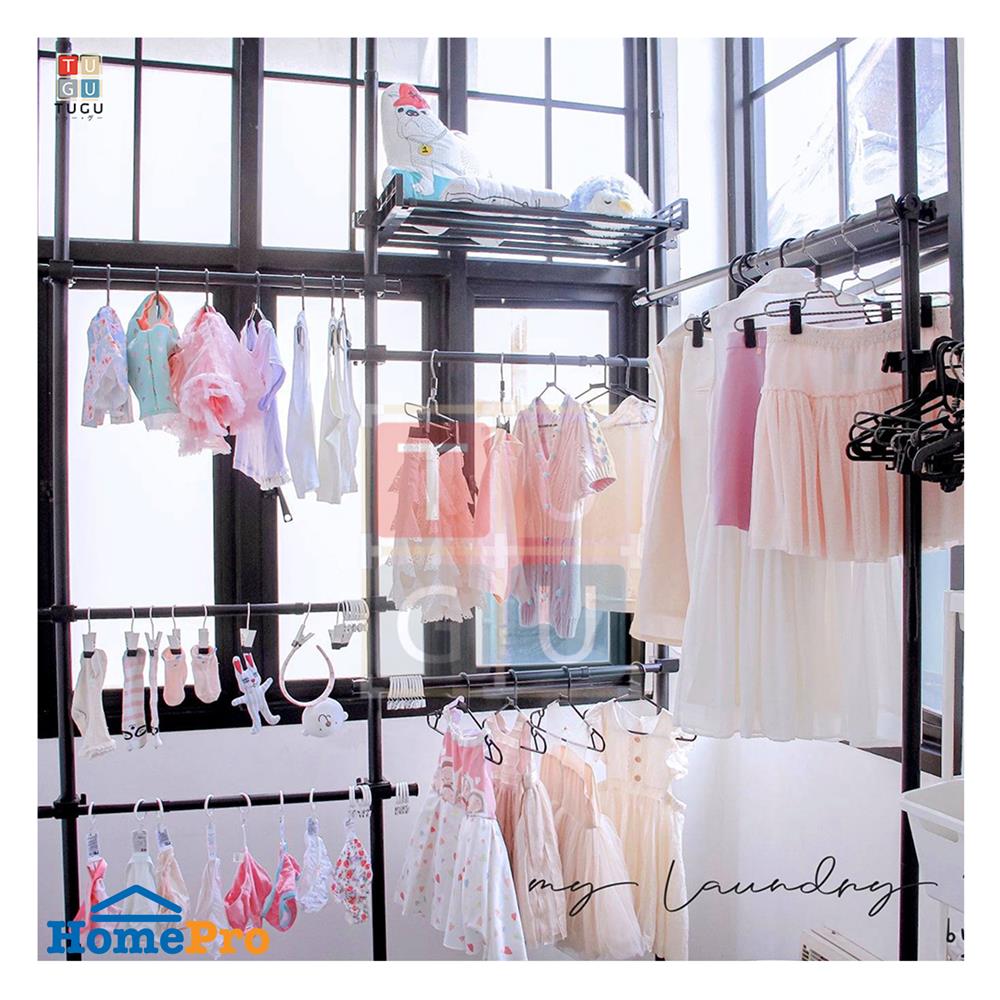 ราวแขวนผ้า TUGU R60B 240x42.5x300 ซม. สีดำ