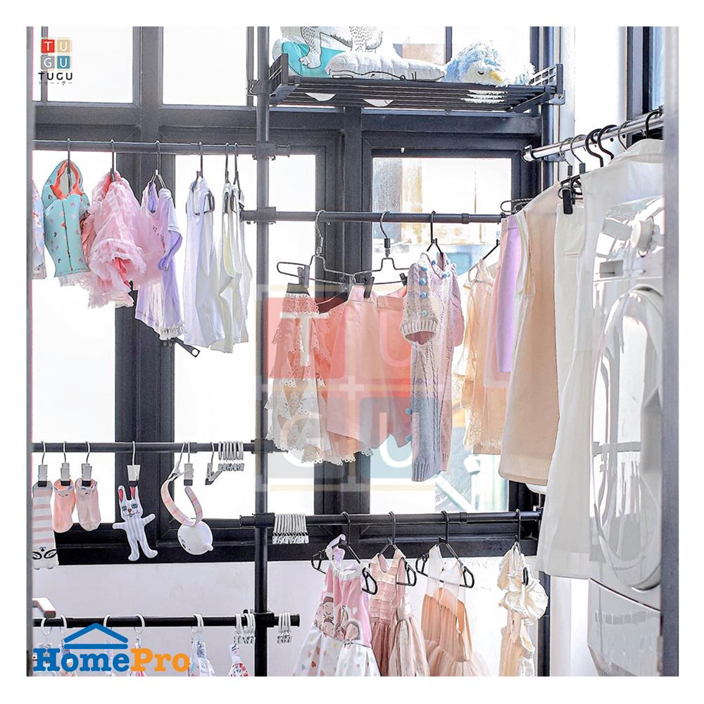 ราวแขวนผ้า TUGU R60B 240x42.5x300 ซม. สีดำ