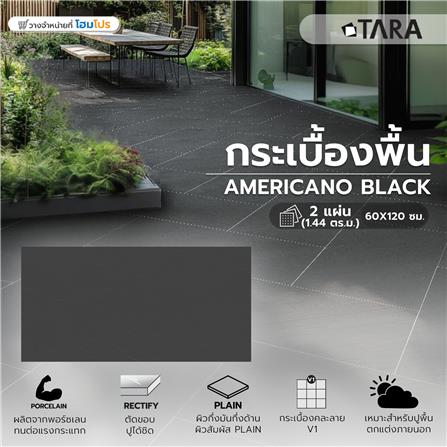 กระเบื้องพื้นพอร์ซเลน 60x120 ซม. TARA อเมริกาโน่ ดำ A 1.44 ตร.ม._5