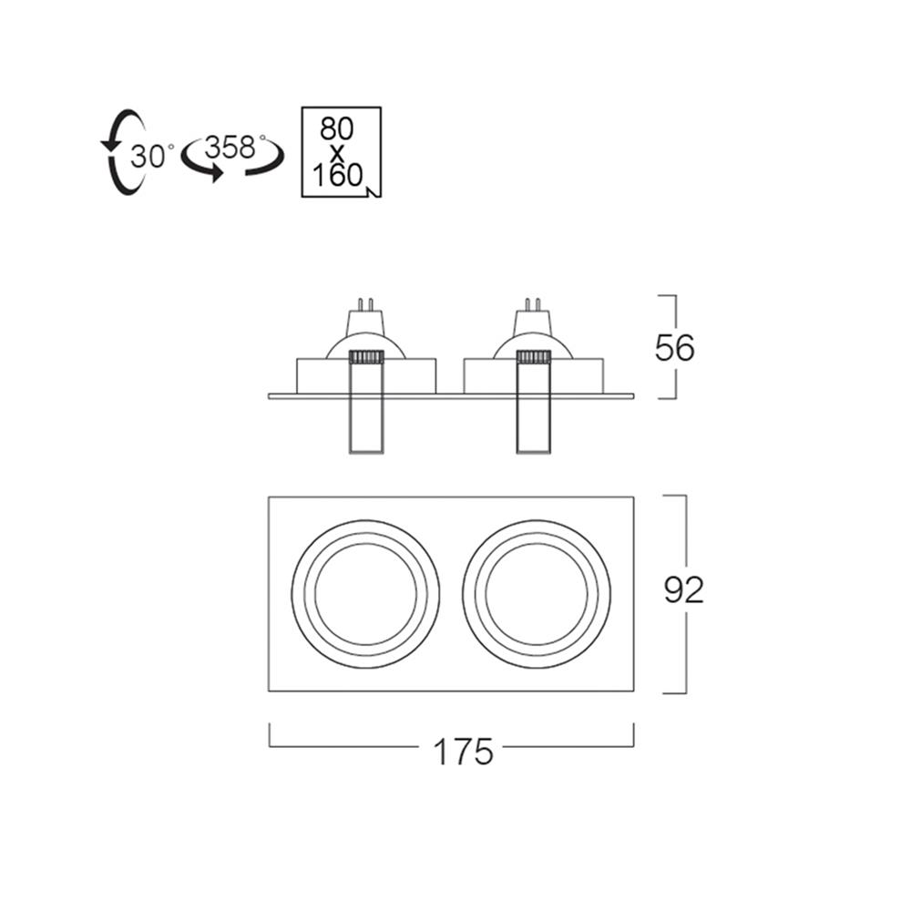 ดาวน์ไลท์ LUMAX HG 24-05125 6.88 นิ้ว สีดำ เหลี่ยม