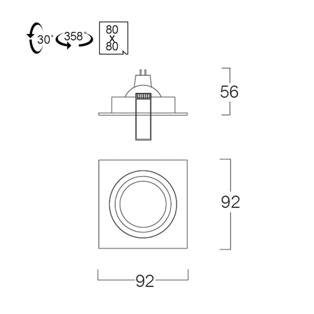 ดาวน์ไลท์ LUMAX HG 24-05122 3.6 นิ้ว สีขาว เหลี่ยม