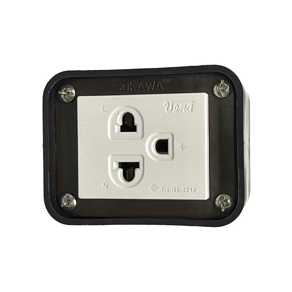 หัวปลั๊กยางตัวเมีย 3 ขา SOKAWA S-310 สีขาว/ดำ