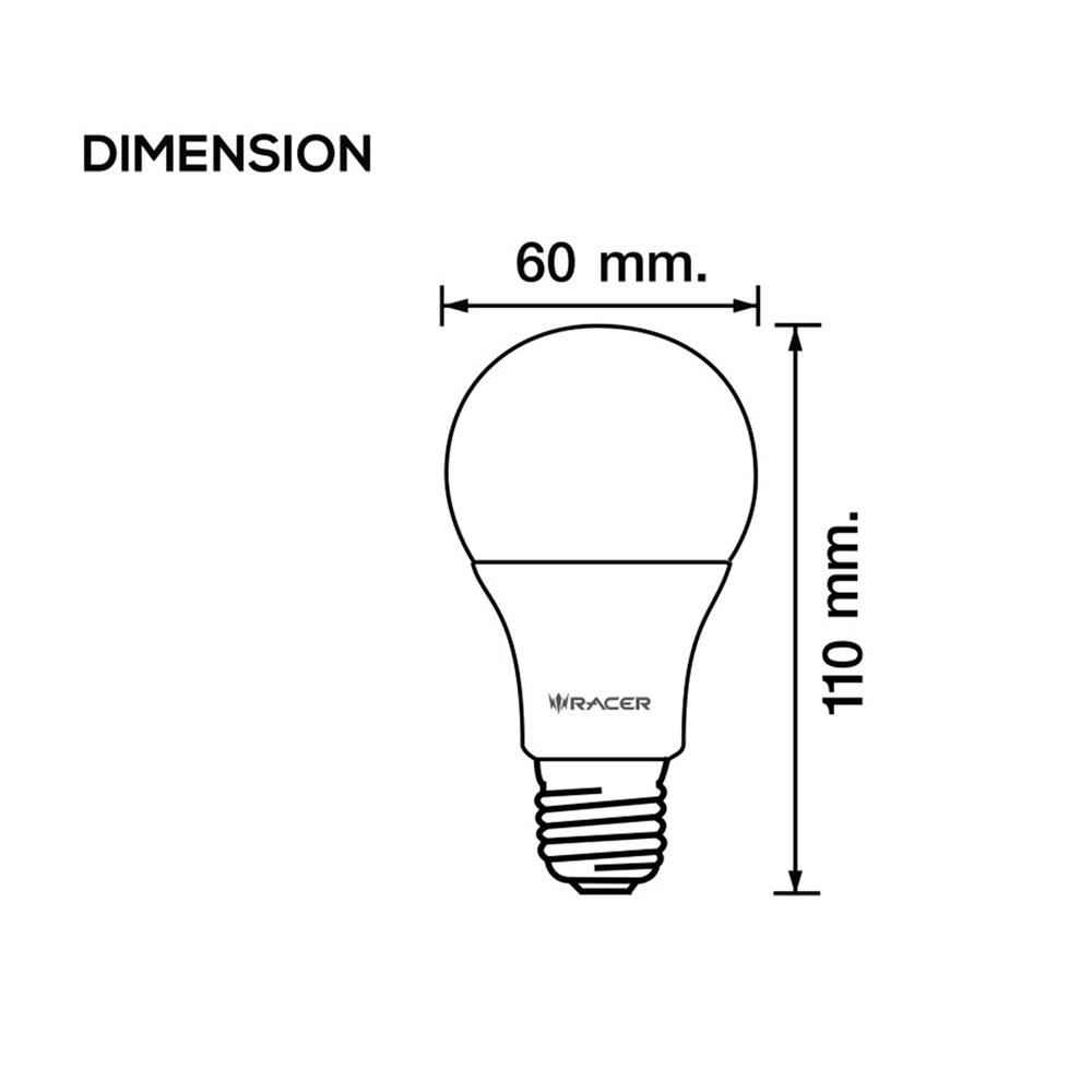 หลอด LED RACER A60 9 วัตต์ DAYLIGHT/COOL WHITE/WARM WHITE E27 แพ็ก 2 ชิ้น