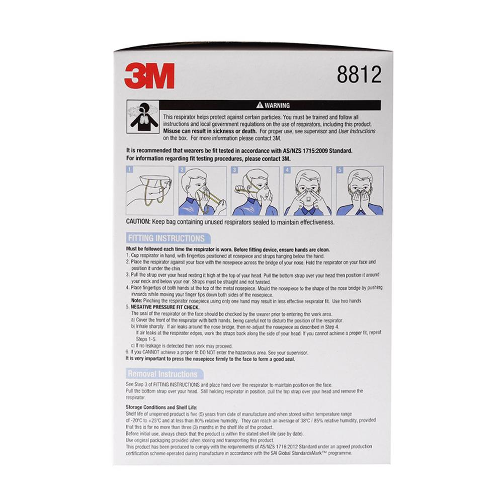 หน้ากากป้องกันฝุ่นละออง พร้อมวาล์ว N95 3M 8812 P1 แพ็ก 20 ชิ้น