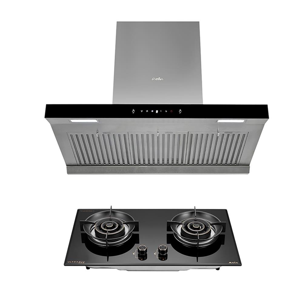 เตาฝัง+เครื่องดูดควัน AXIA BLU76-2G+C-SENSE90