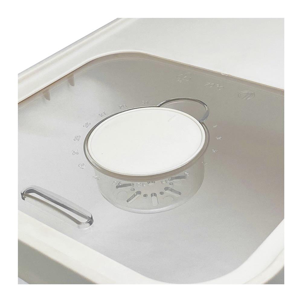 ถังข้าวสารฝาเลื่อน KECH SAVE SPACE 10 กก. สีขาว/ครีม