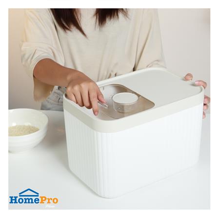 ถังข้าวสารฝาเลื่อน KECH SAVE SPACE 10 กก. สีขาว/ครีม_4