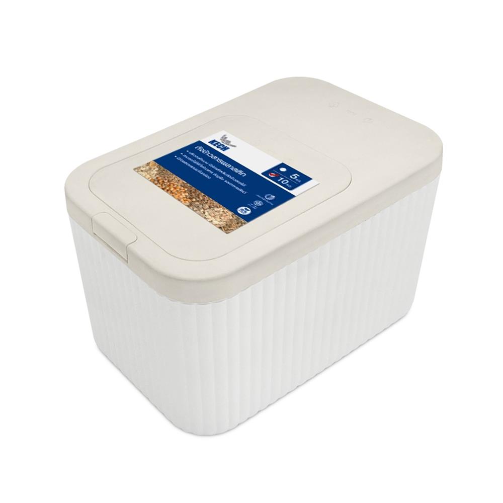 ถังข้าวสารฝากด KECH PUSH FLAT 10 กก. สีขาว/ครีม