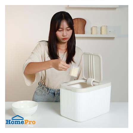 ถังข้าวสารฝากด KECH PUSH FLAT 10 กก. สีขาว/ครีม_5