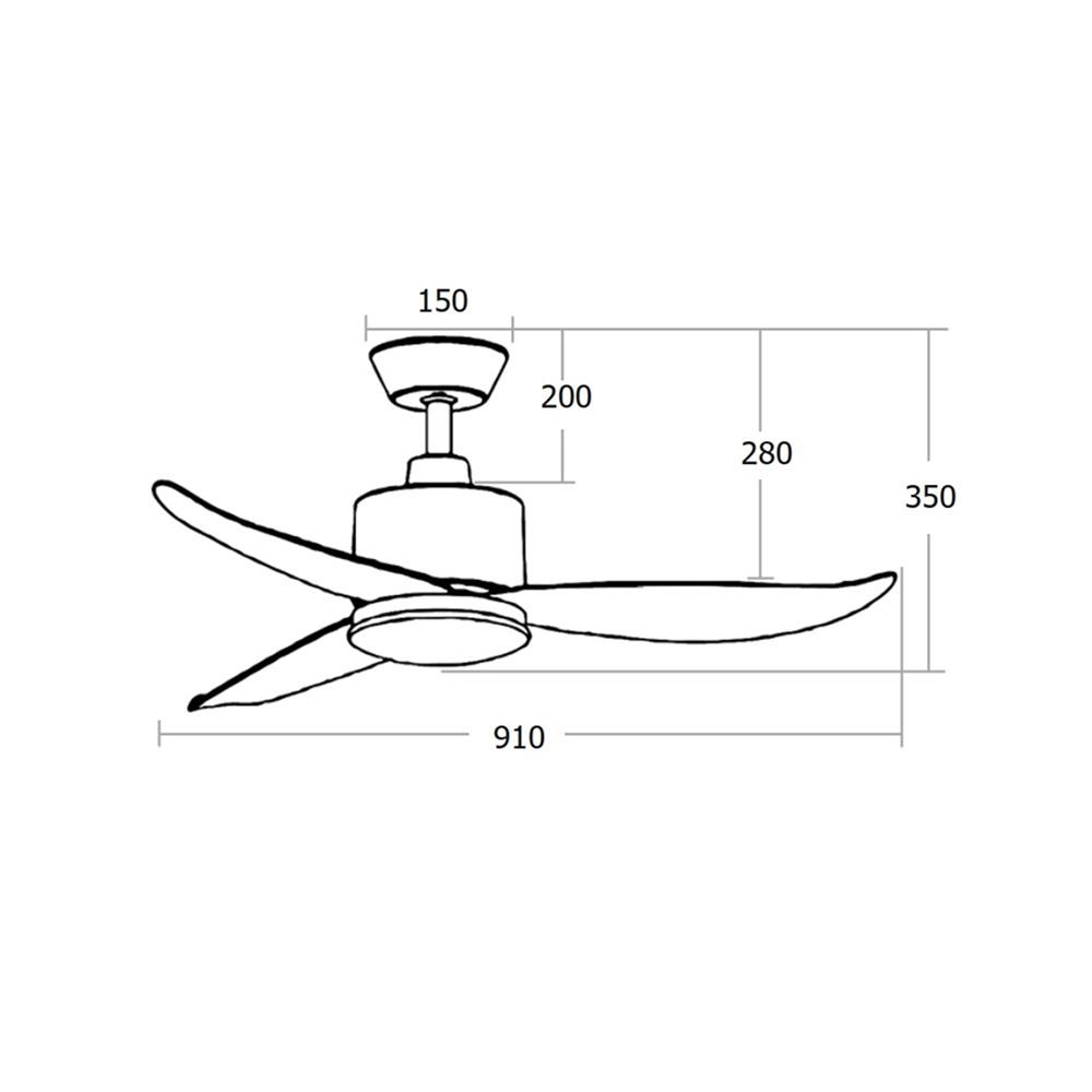 พัดลมไม่มีโคมไฟ MR.KEN 25-01803 36 นิ้ว สีดำ