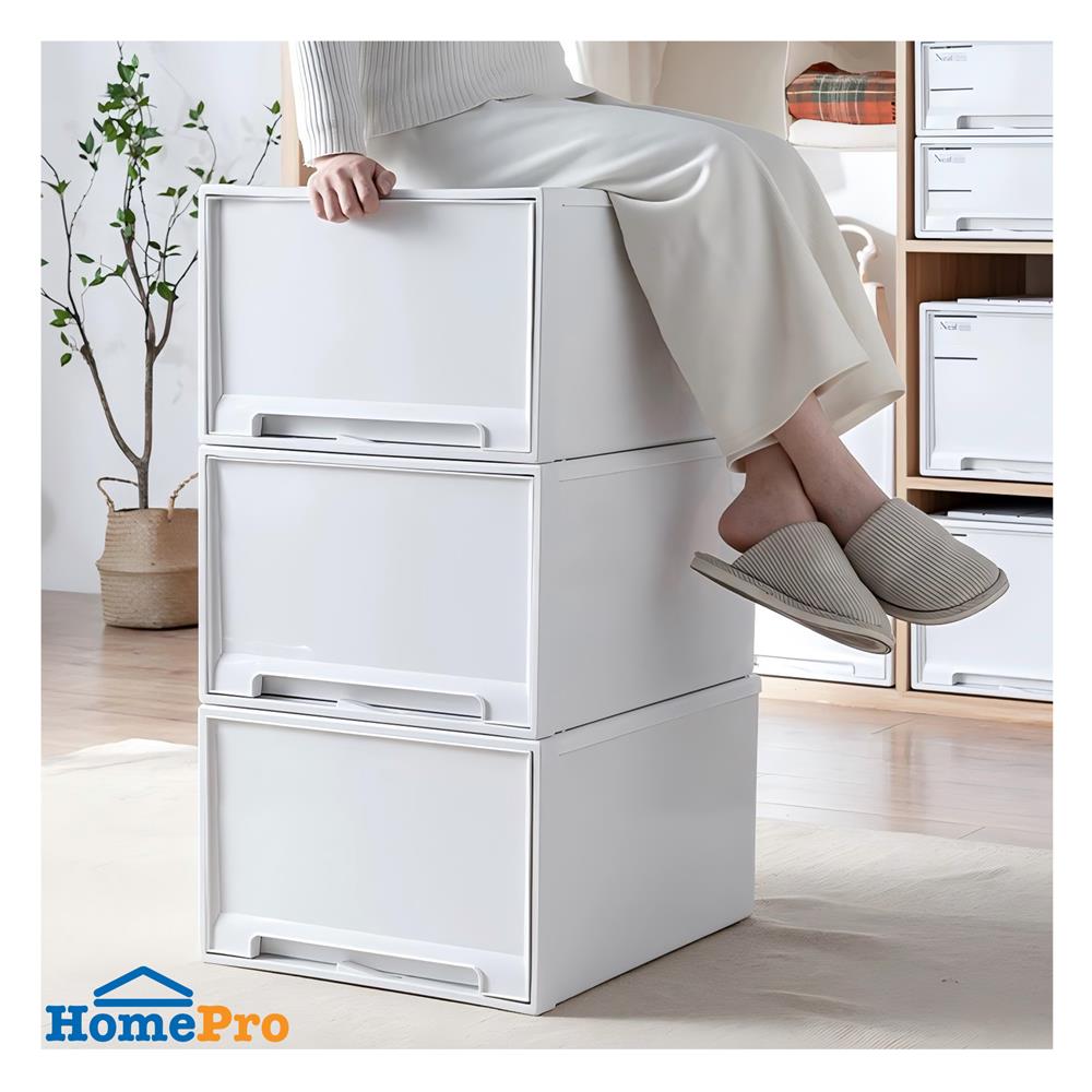 กล่องลิ้นชัก STACKO NETA SIZE L 45X44X29.7 ซม. สีขาว