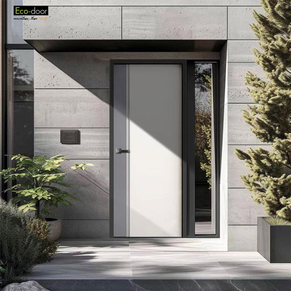 ประตูภายนอก เจาะลูกบิด UPVC ECO-DOOR ED1 80X200 ซม. สีขาว-เทา