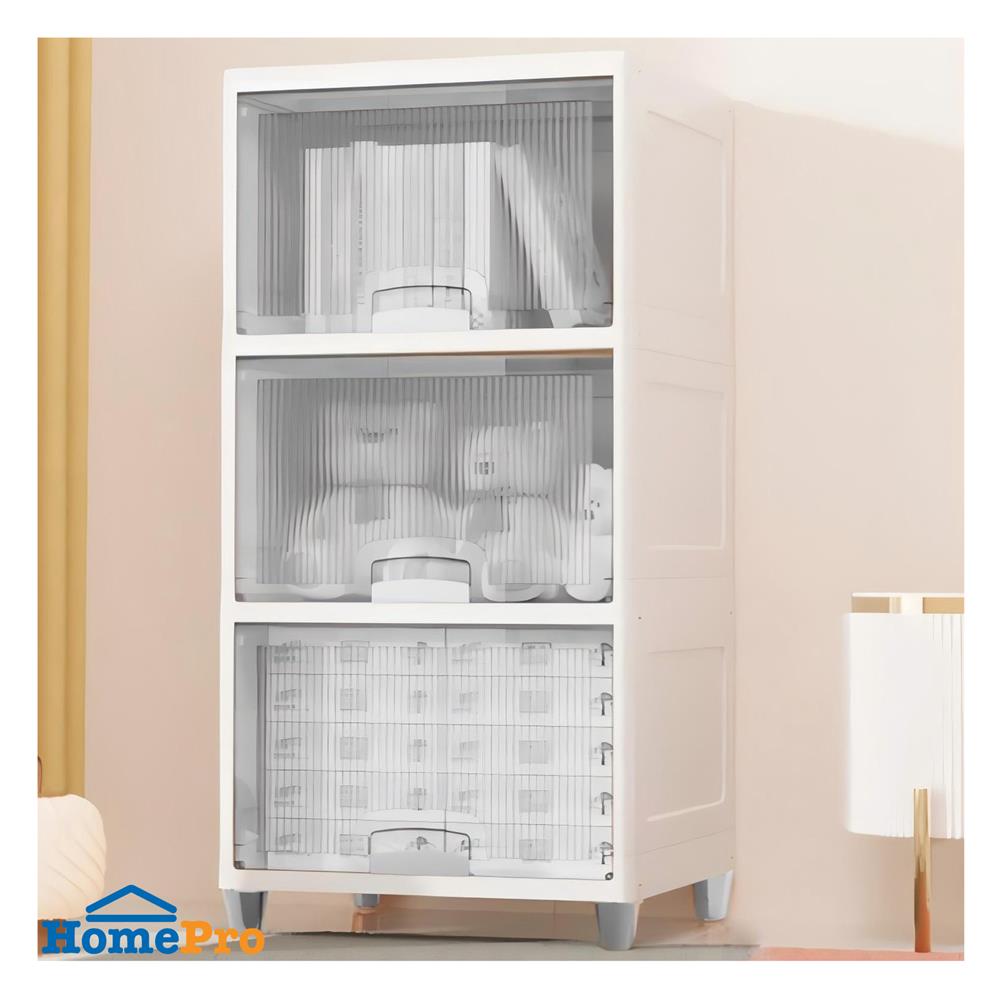 ตู้บานเปิดบน 3 ชั้น STACKO MOREZ 45X38X90 ซม. สีขาว