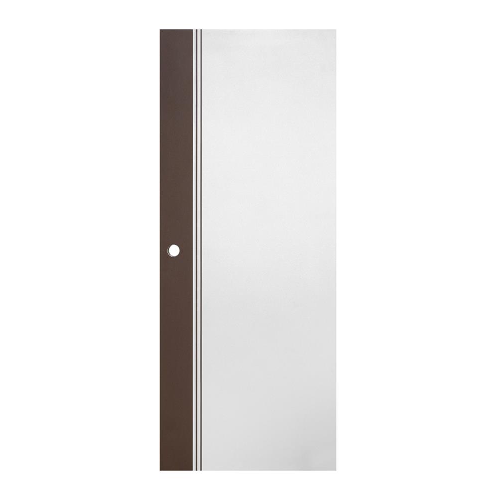 ประตูภายนอก UPVC ECO-DOOR ED2 80X200 ซม. สีขาว-โอ๊ค เจาะลูกบิด