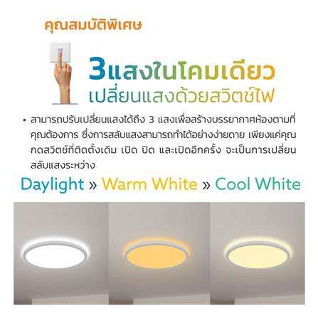 ไฟเพดาน LED LAMPTAN BEHIND 11.5 นิ้ว 24 วัตต์ DAYLIGHT/COOL WHITE/WARM WHITE สีขาว_4