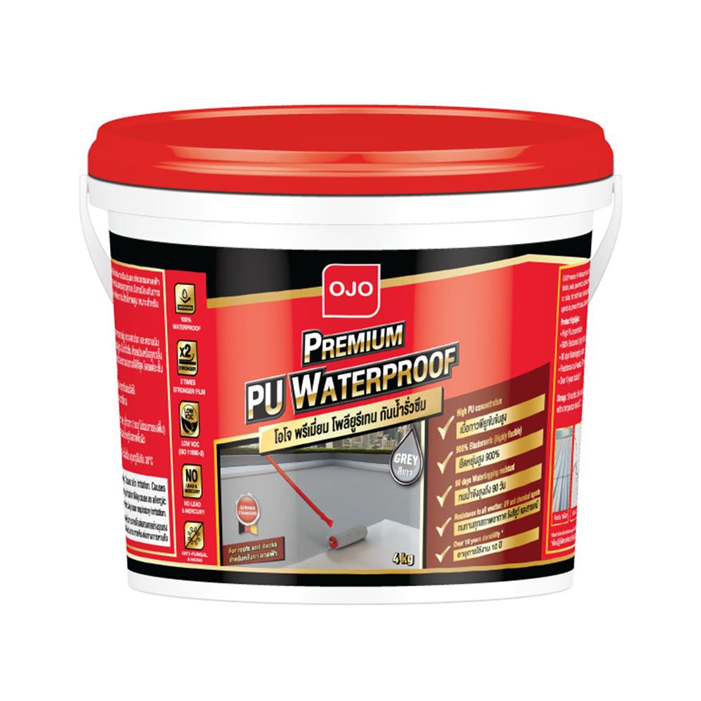 โพลียูรีเทนทากันซึม OJO PREMIUM PU WATERPROOF 4 กก. สีเทา