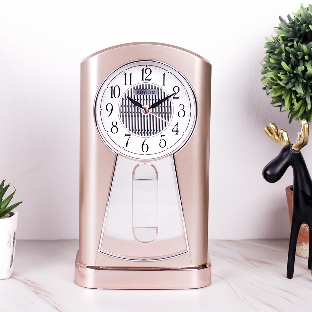 นาฬิกาตั้งโต๊ะ RHYTHM 4SG724WR13 5.2X9 นิ้ว สีโรสโกลด์
