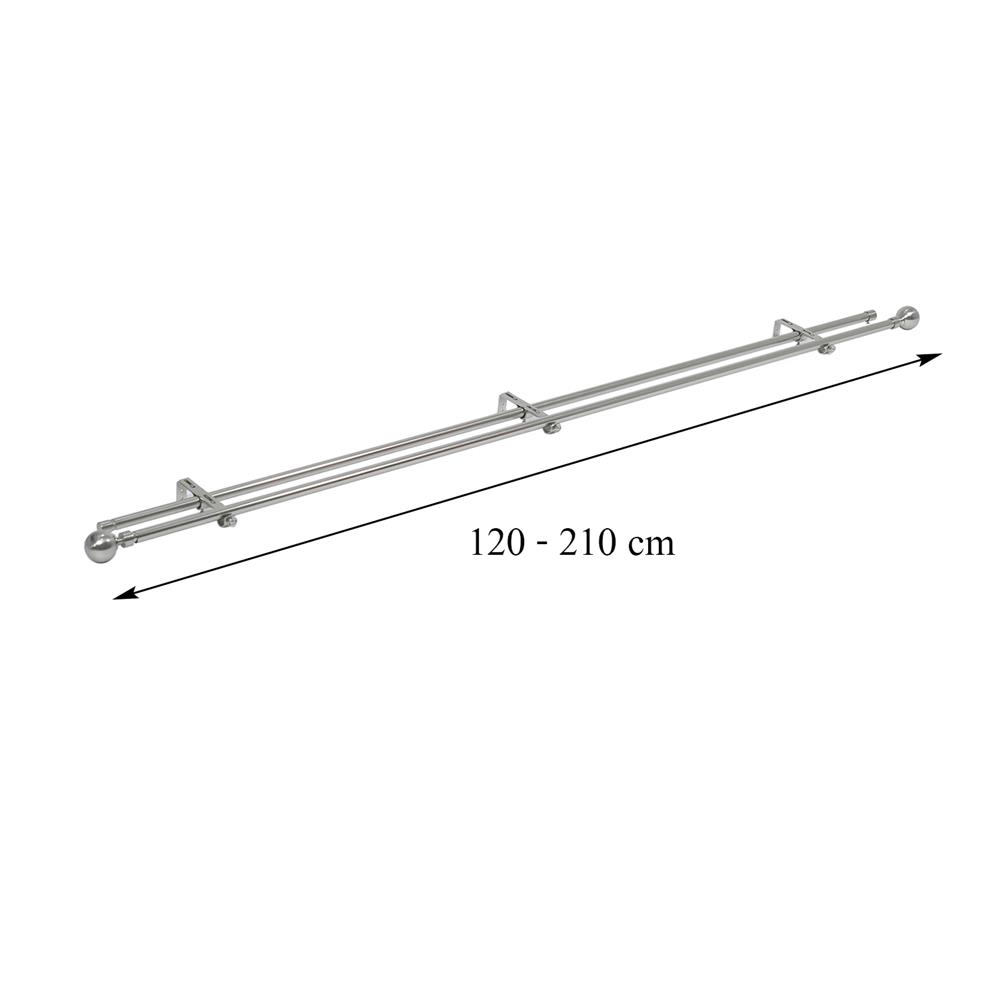 ราง 2 ชั้น ยืดหด HOME LIVING STYLE METAL 120-210 ซม. สีเงิน