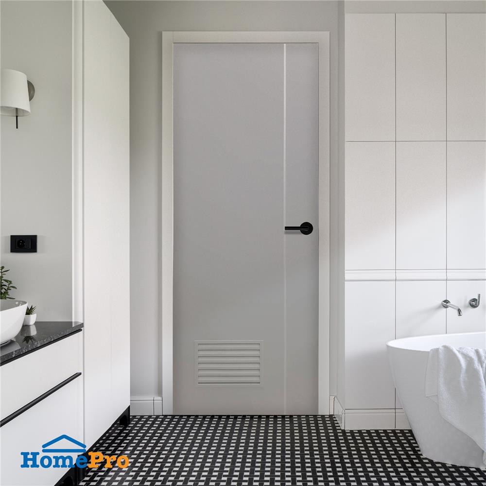 ประตูห้องน้ำ UPVC เจาะลูกบิด AZLE BN01-1A 70x200 ซม.สี LIGHT GREY