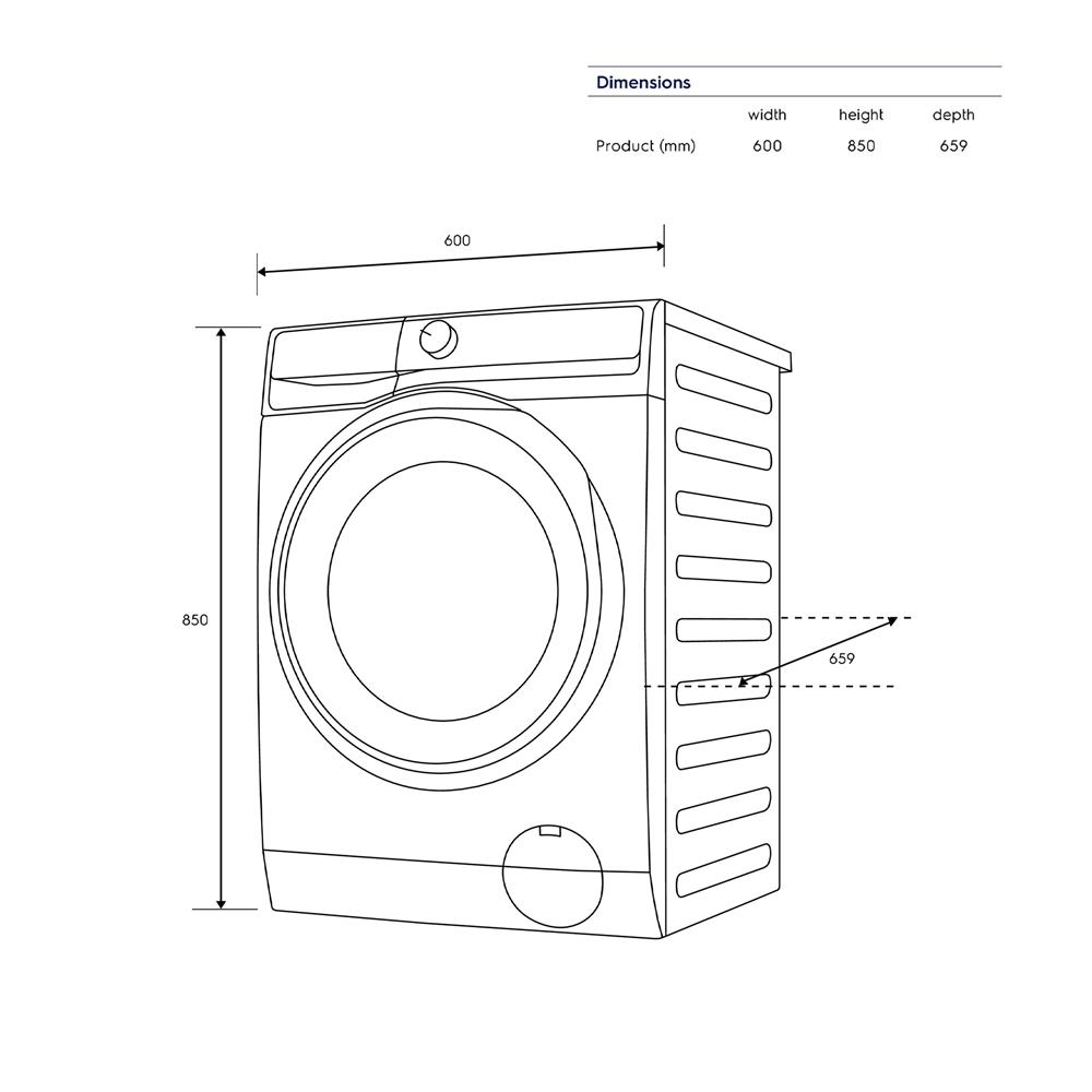 เครื่องซักอบผ้าฝาหน้าพร้อมขาตั้ง ELECTROLUX EWW1023P5WC 10/7 กก. 1200RPM อินเวอร์เตอร์ สีขาว