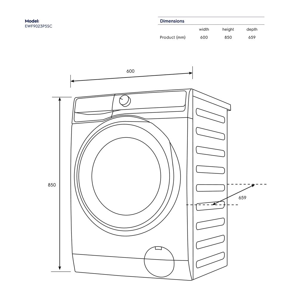 เครื่องซักผ้าฝาหน้าพร้อมขาตั้ง ELECTROLUX EWF9023P5SC 9 กก. 1200RPM อินเวอร์เตอร์ สีเทาเข้ม