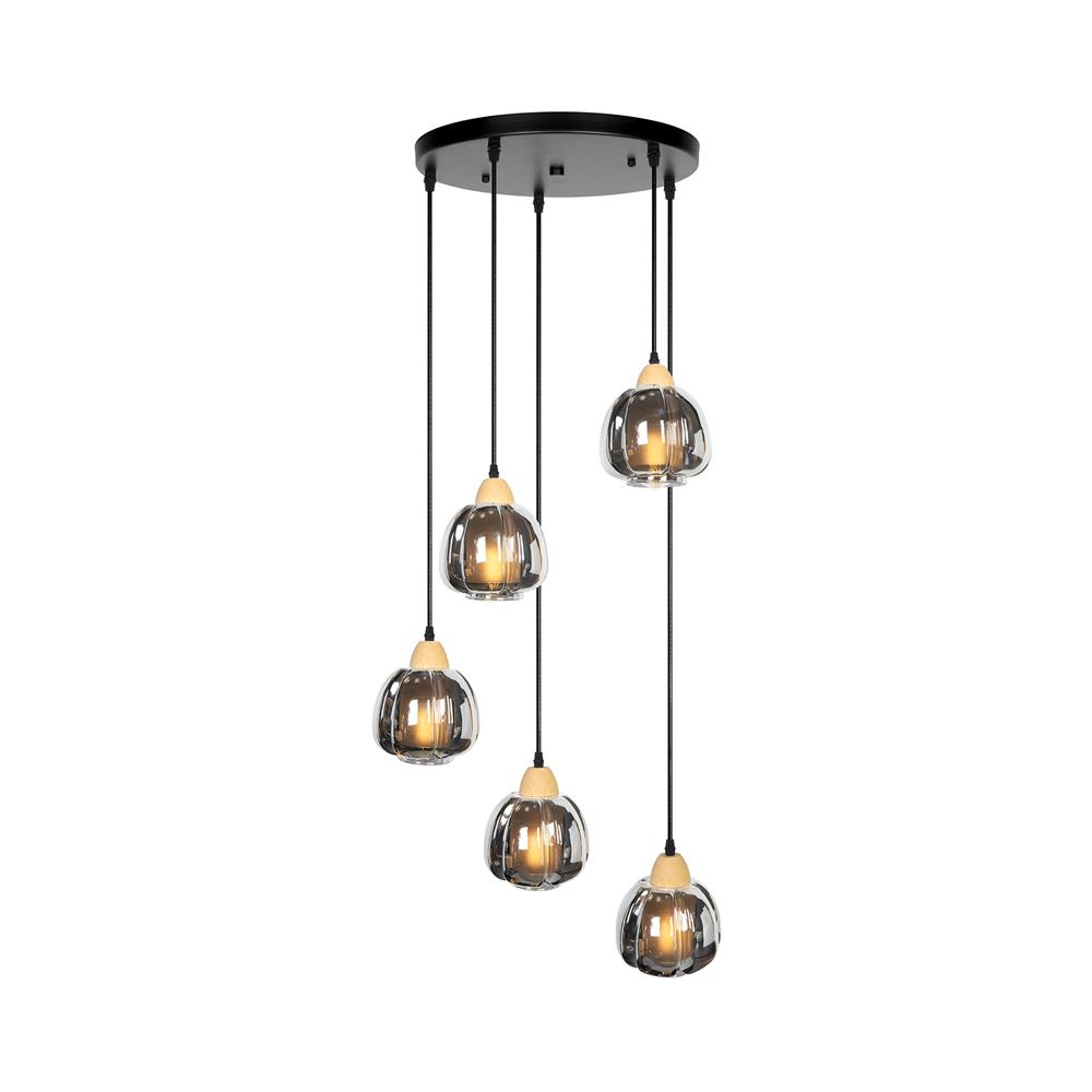 ไฟช่อ LUMAX 01-03135 สีดำ/ใส 5 หัว