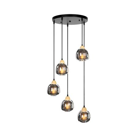 ไฟช่อ LUMAX 01-03135 สีดำ/ใส 5 หัว_0