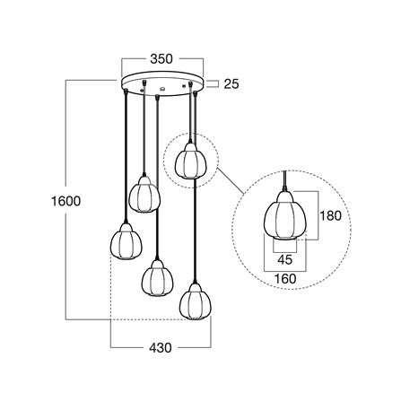 ไฟช่อ LUMAX 01-03135 สีดำ/ใส 5 หัว_3