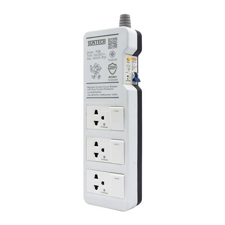 รางปลั๊กไฟ 3 ช่อง 3 สวิตซ์ พร้อมเบรกเกอร์ RCBO SUNTECH PGB-2333 16 แอมป์ 3 ม._0