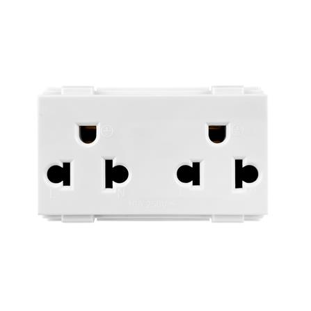 เต้ารับคู่มีกราวด์ 3 ขา 16 แอมป์ 250 โวลต์ HACO แบบแนวตั้ง TJ-W8416V2A สีขาว_0