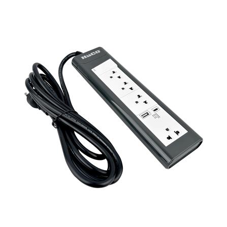 รางปลั๊กไฟ 4 ช่อง 1 สวิตช์ 1 USB-A 1 USB-C HACO EPN-S4EBUSBAC/3 16 แอมป์ 3 ม._1
