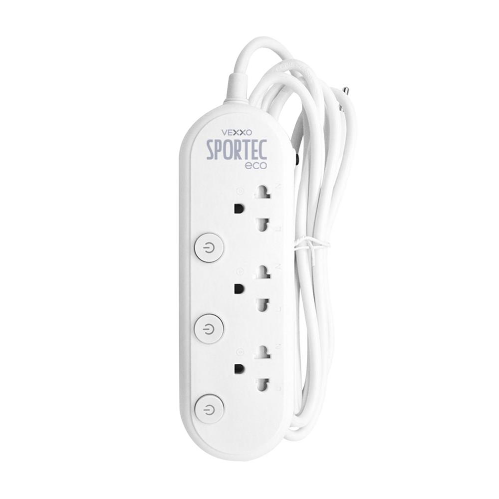 รางปลั๊กไฟ 3 ช่อง 3 สวิตซ์ 10 แอมป์ VEXXO 3 ม. สีขาว (1 แถม 1)