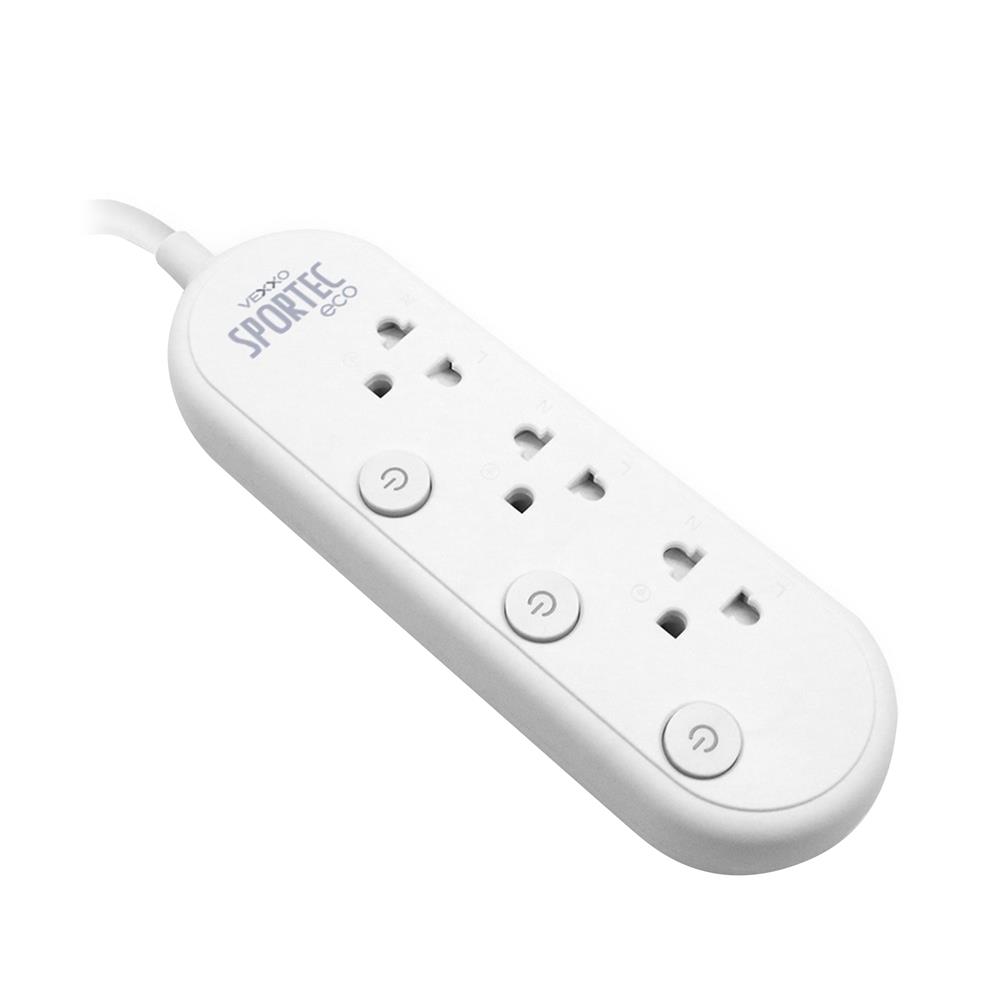 รางปลั๊กไฟ 3 ช่อง 3 สวิตซ์ 10 แอมป์ VEXXO 3 ม. สีขาว (1 แถม 1)