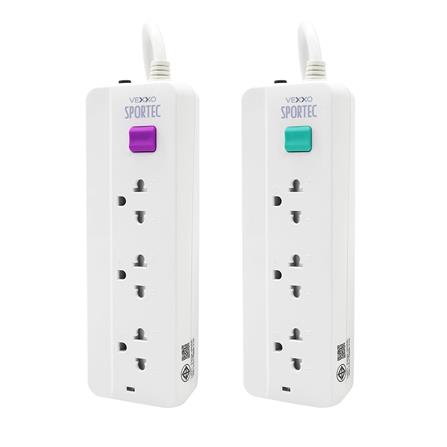 รางปลั๊กไฟ 3 ช่อง 1 สวิตซ์ 10 แอมป์ VEXXO 5 ม. แถม 2 ม. สีขาว (1 แถม 1)_0