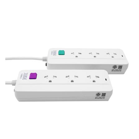 รางปลั๊กไฟ 3 ช่อง 1 สวิตซ์ 10 แอมป์ VEXXO 5 ม. แถม 2 ม. สีขาว (1 แถม 1)_1