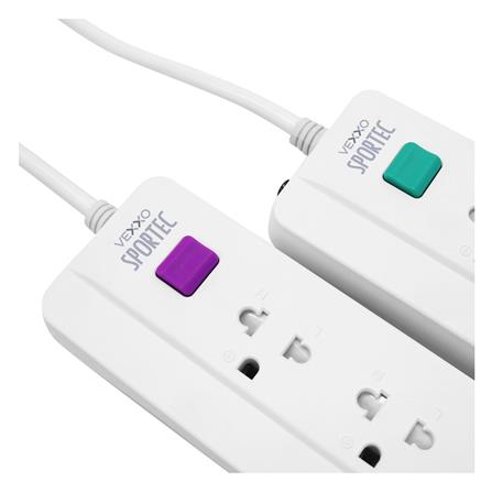 รางปลั๊กไฟ 3 ช่อง 1 สวิตซ์ 10 แอมป์ VEXXO 5 ม. แถม 2 ม. สีขาว (1 แถม 1)_2