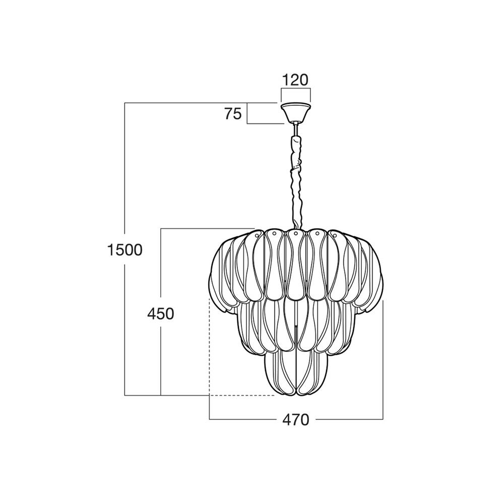 ไฟช่อ L&E 01-03117 สีดำ/ใส/ทอง 12 หัว