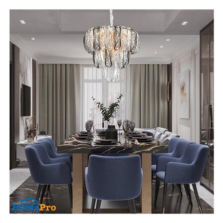 ไฟช่อ L&E 01-03117 สีดำ/ใส/ทอง 12 หัว_2