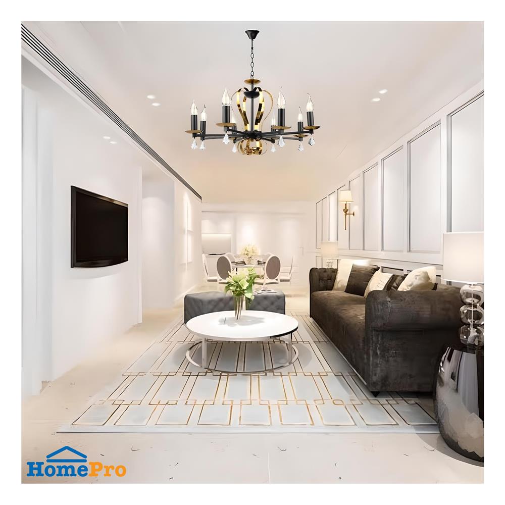 ไฟช่อ LUMAX 01-03129 สีดำ/ทอง 8 หัว