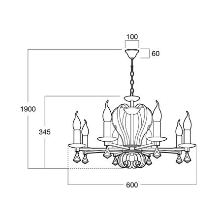 ไฟช่อ LUMAX 01-03129 สีดำ/ทอง 8 หัว_3