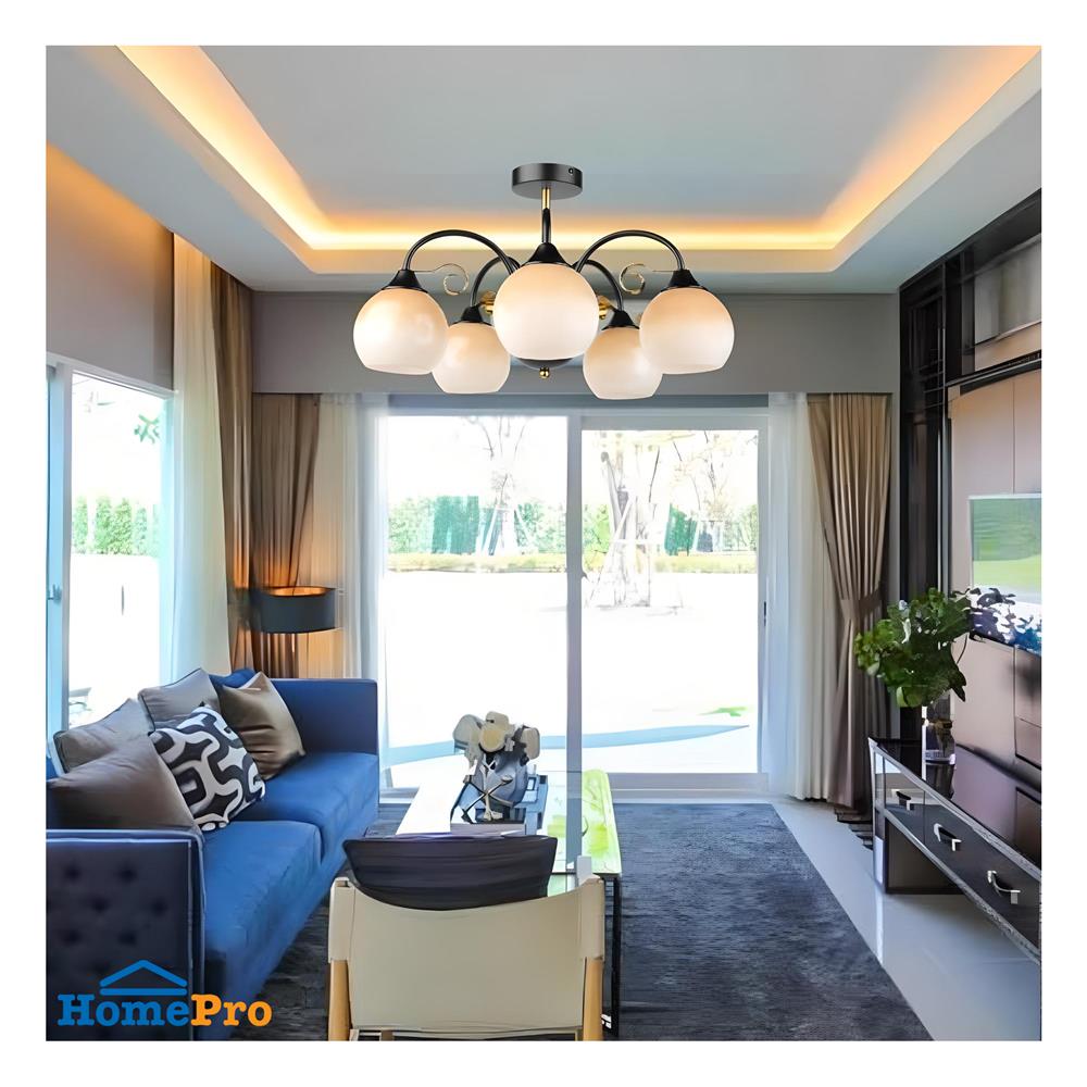 ไฟช่อ LUMAX 01-03128 สีน้ำตาล/ขาว/ดำ 5 หัว