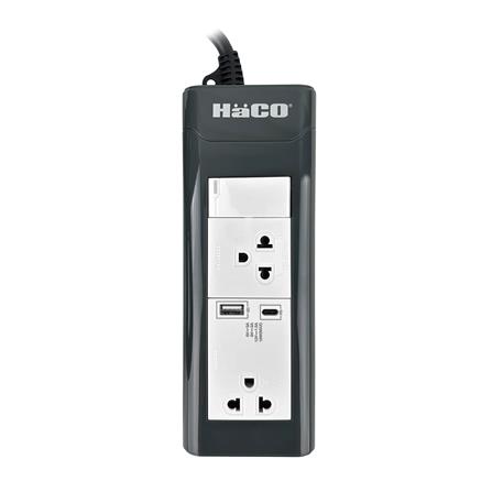 รางปลั๊กไฟ 2 ช่อง 1 สวิตซ์ 1 USB-A 1 USB-C HACO EPN-S2EBUSB 16 แอมป์ 2 ม._0